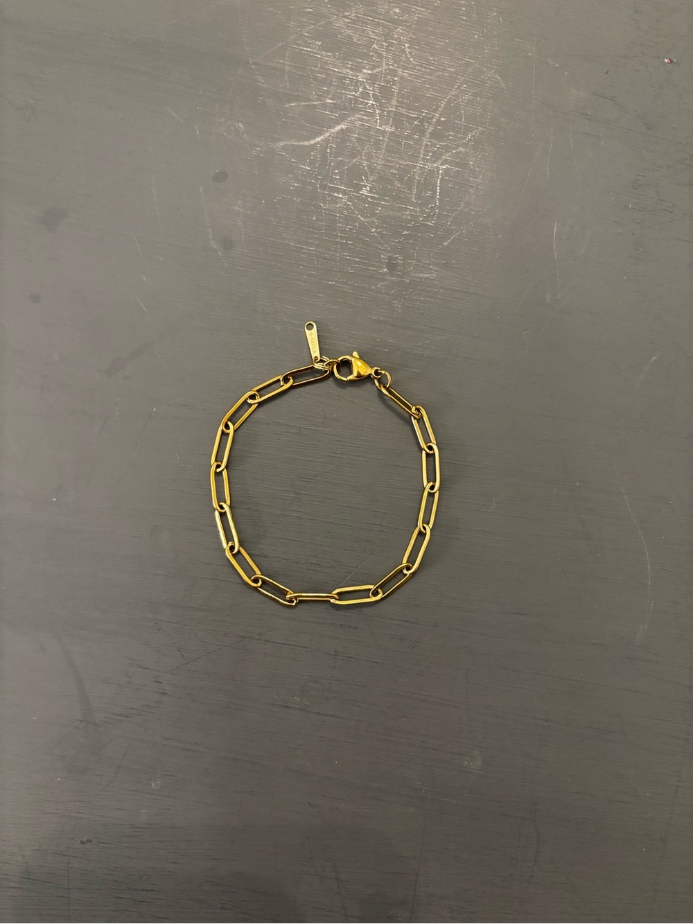 NEW 18K Gold PVD S. Steel Paperclip Chain Bracelet